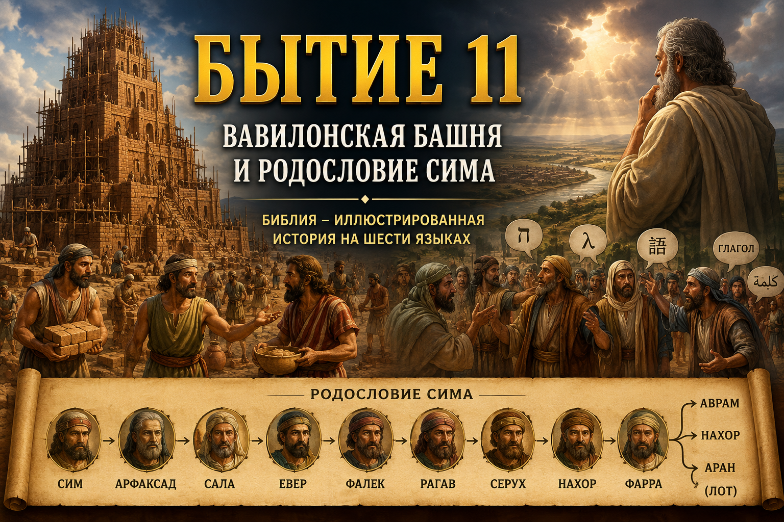 Библия – иллюстрированная история на шести языках – Бытие 11