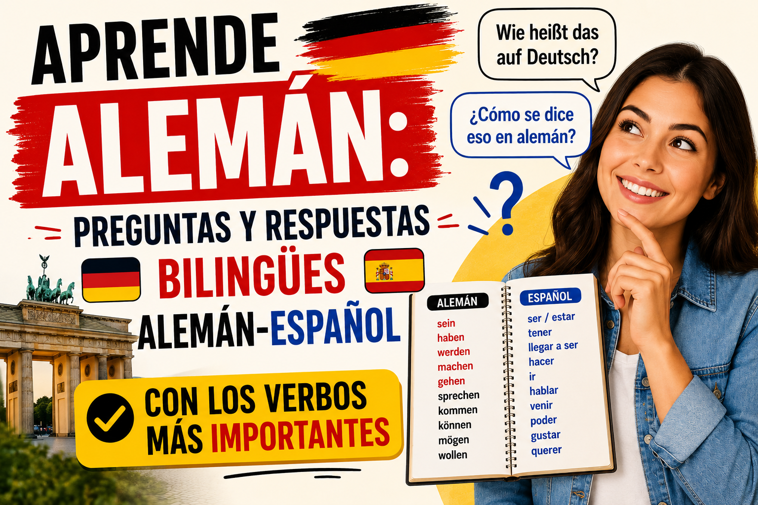 Aprende alemán: preguntas y respuestas bilingües alemán-español con los verbos más importantes