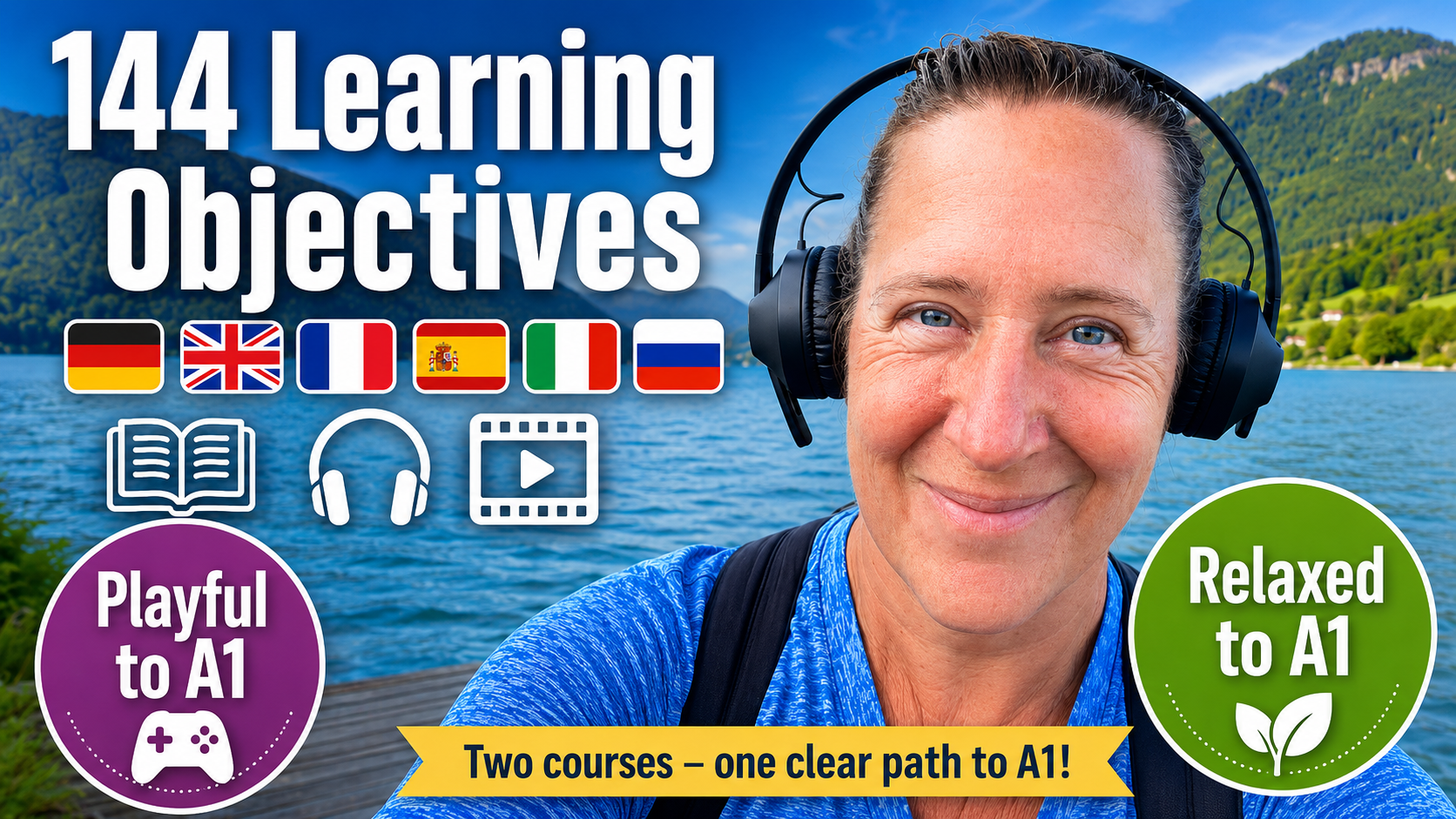 The 144 Learning Objectives of My Language Courses “Relaxed to A1” and “Playful to A1”