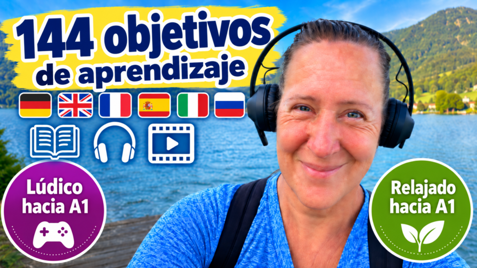 Los 144 objetivos de aprendizaje de mis cursos de idiomas «Relajado hacia A1» y «Jugando hacia A1»