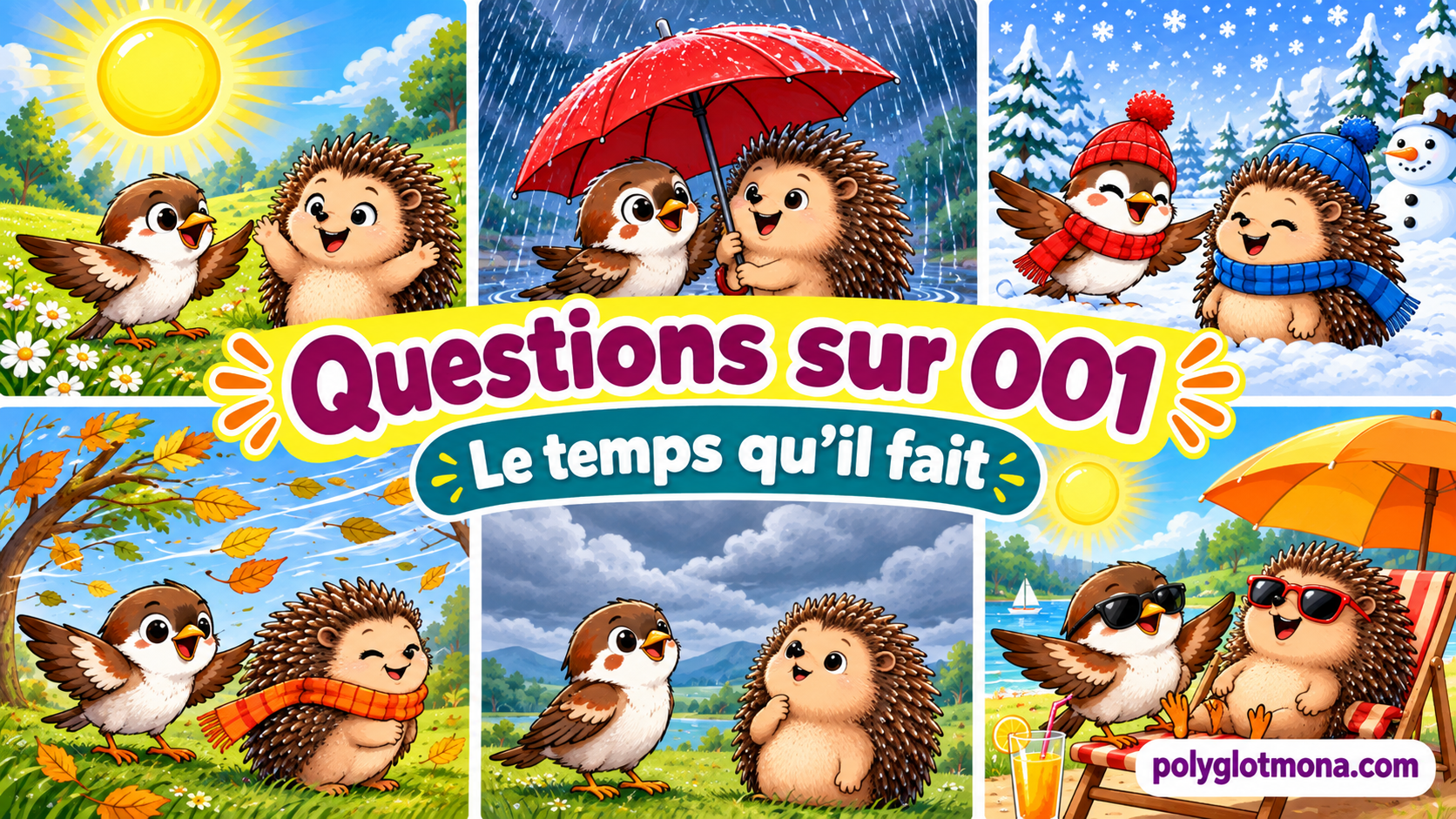 Protégé : Questions sur « 001 Le moineau et le hérisson par un temps d’avril » – Entraîne-toi avec des questions et des réponses sur la météo