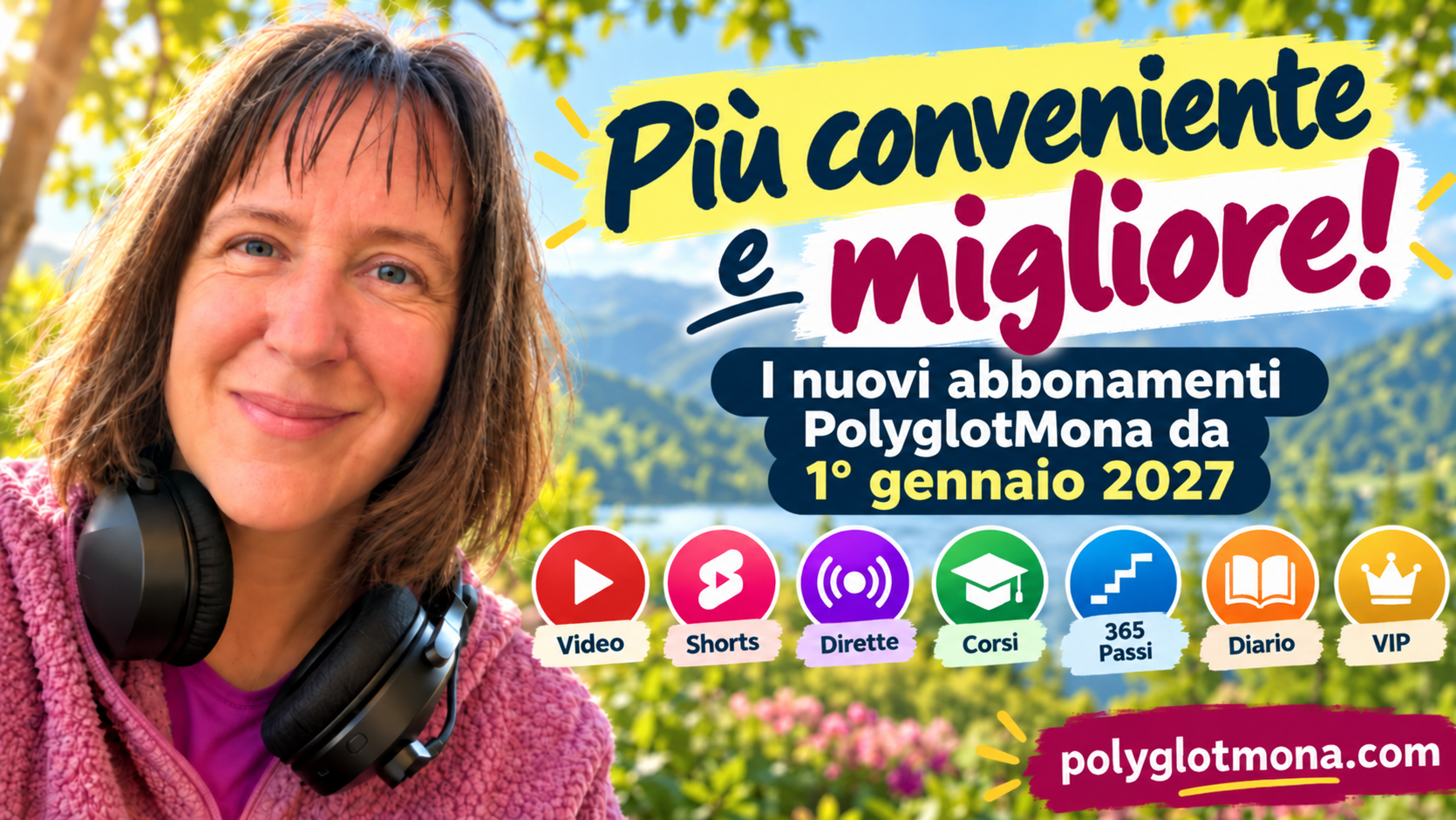 Più conveniente e migliore – I sette abbonamenti PolyglotMona da gennaio 2027