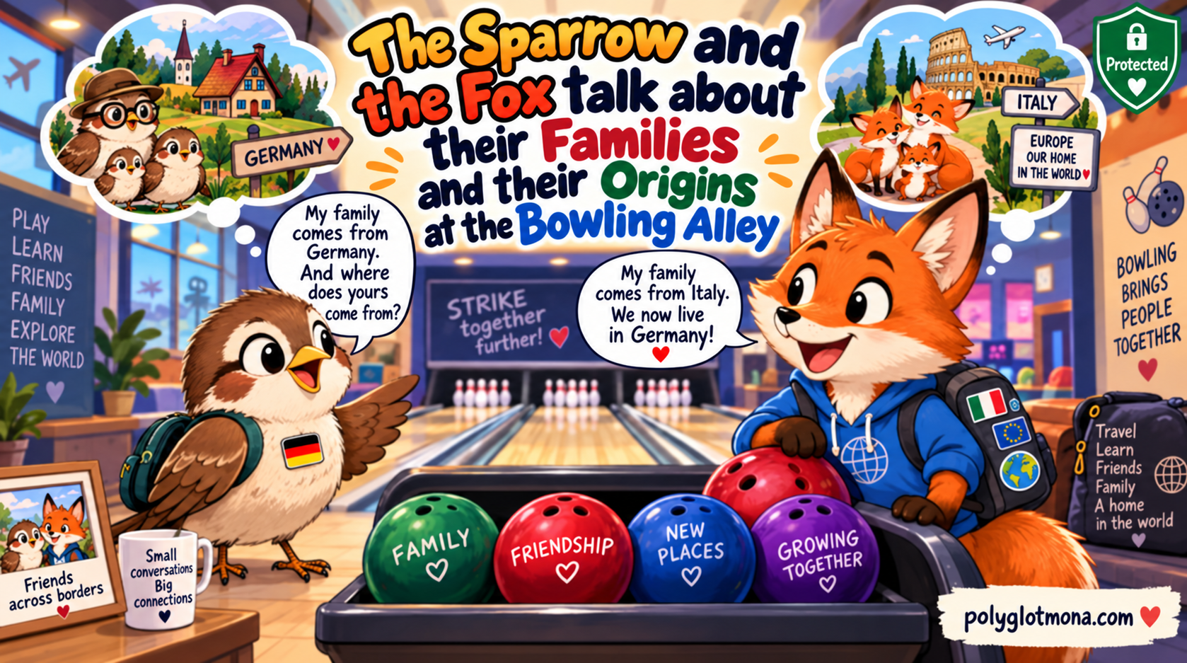 Protected: 003 of 144 The Sparrow and the Fox Talk about Their Families and Origins While Bowling